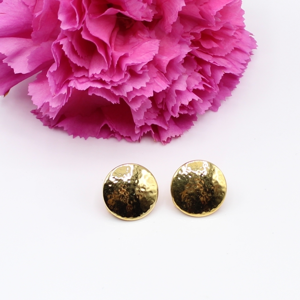 Vintage Monet textured button earrings - Picture 4 of 7